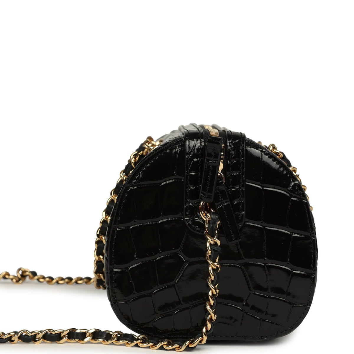 Chanel Mini Timeless Classic Barrel Bag with Chain Black Croc Embossed Calfskin Gold Hardware