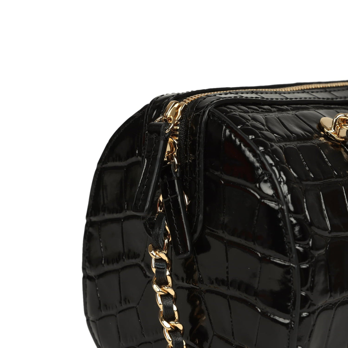 Chanel Mini Timeless Classic Barrel Bag with Chain Black Croc Embossed Calfskin Gold Hardware