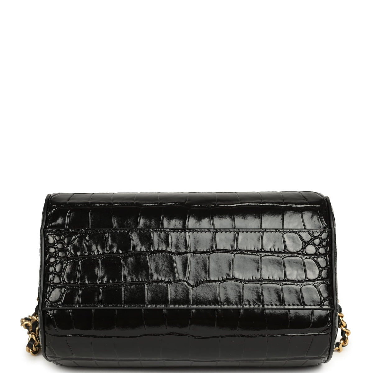 Chanel Mini Timeless Classic Barrel Bag with Chain Black Croc Embossed Calfskin Gold Hardware