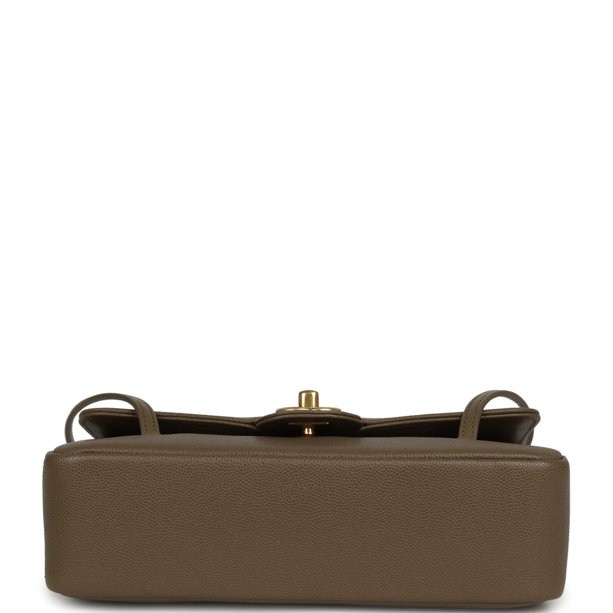 Chanel Small Preppy Coco Flap Bag Dark Khaki Shiny Caviar Brushed Gold Hardware