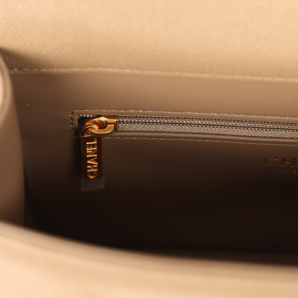Chanel Small Preppy Coco Flap Bag Dark Khaki Shiny Caviar Brushed Gold Hardware