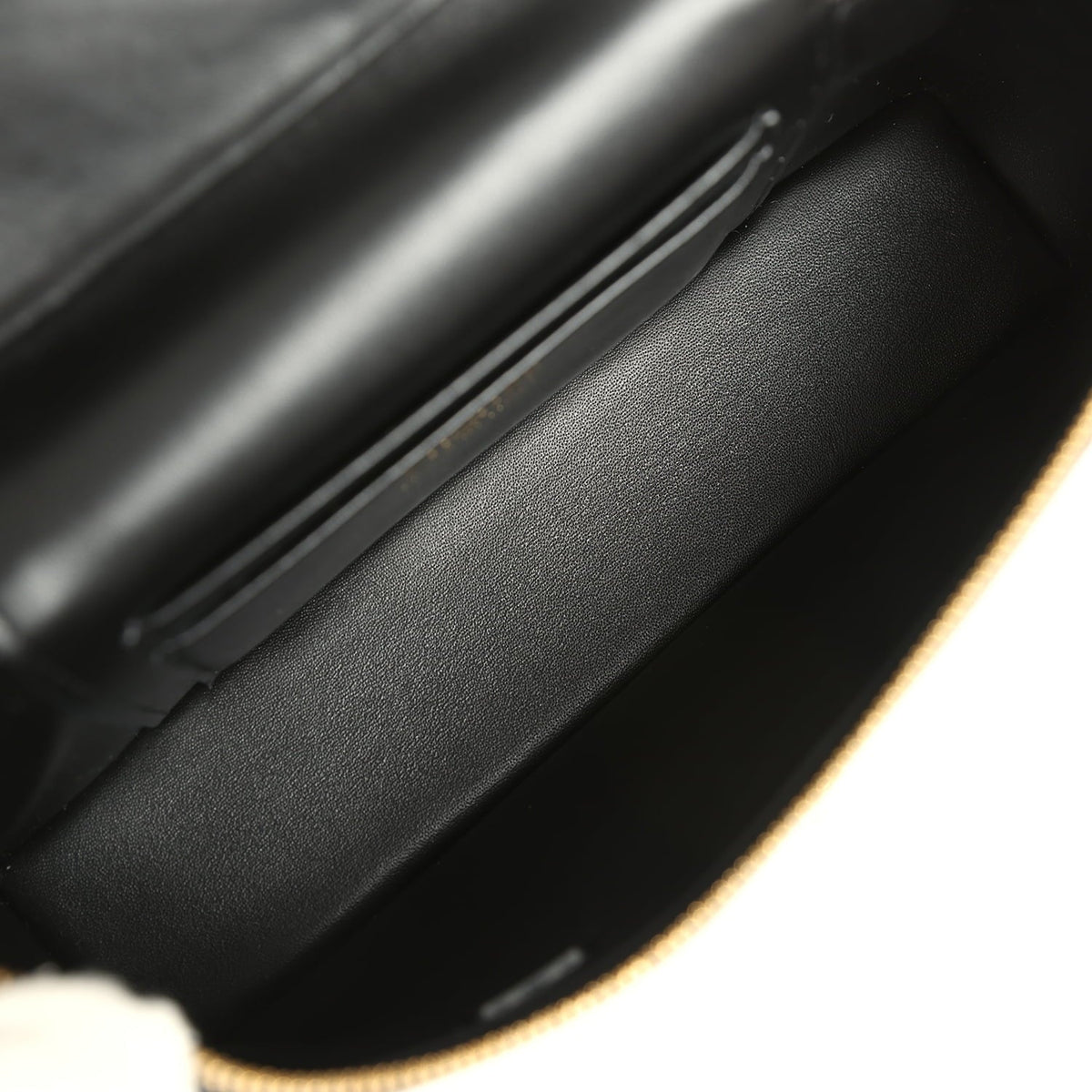 Chanel Top Handle Long Vanity Case with Chain Black Lizard Embossed Calfskin Gold Hardware