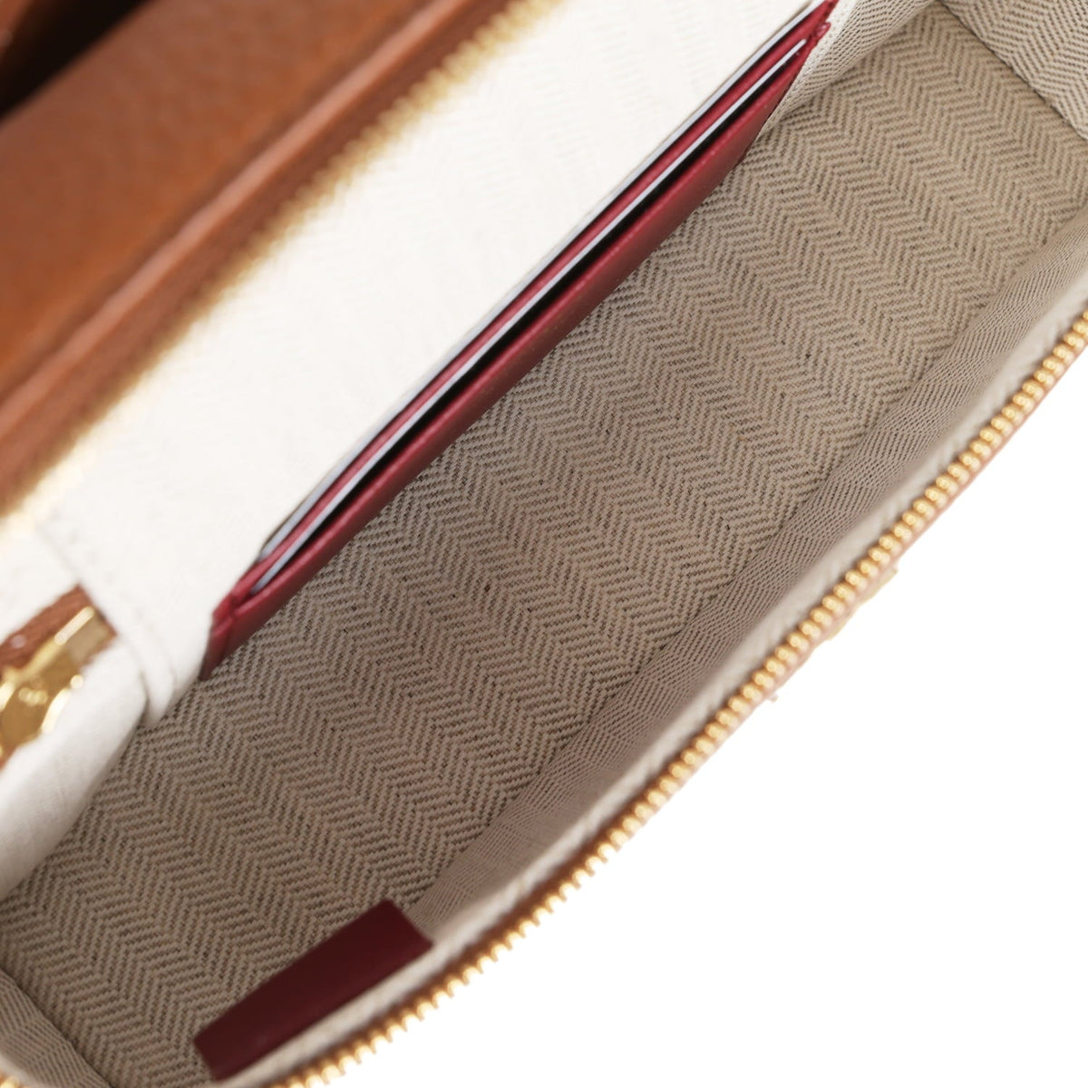 Chanel "Supple" Top Handle Long Vanity Case with Chain Camel Grained Calfskin Gold Hardware