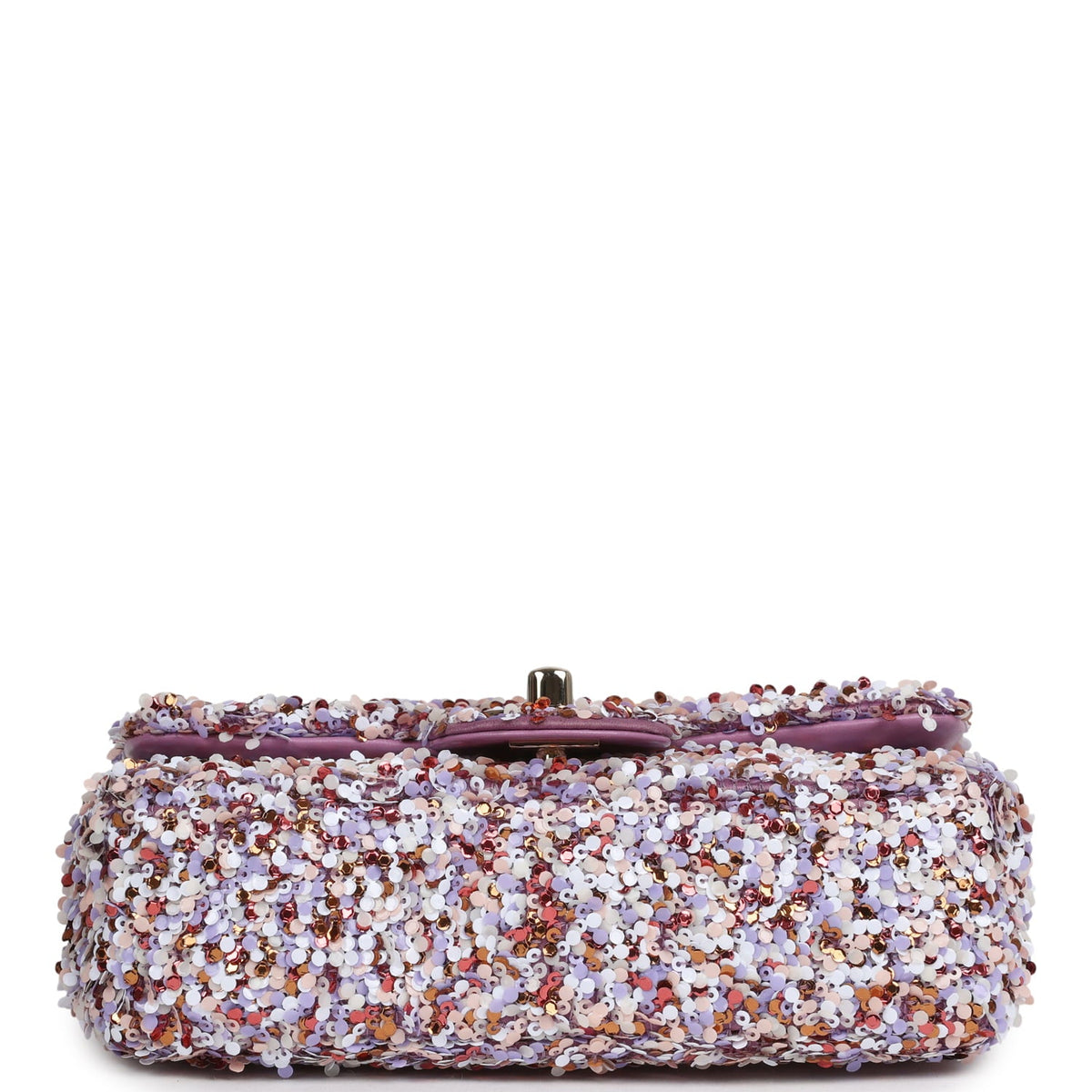 Chanel Mini Rectangular Flap Bag Light Purple, Pink, White, Multi Sequin Light Gold Hardware