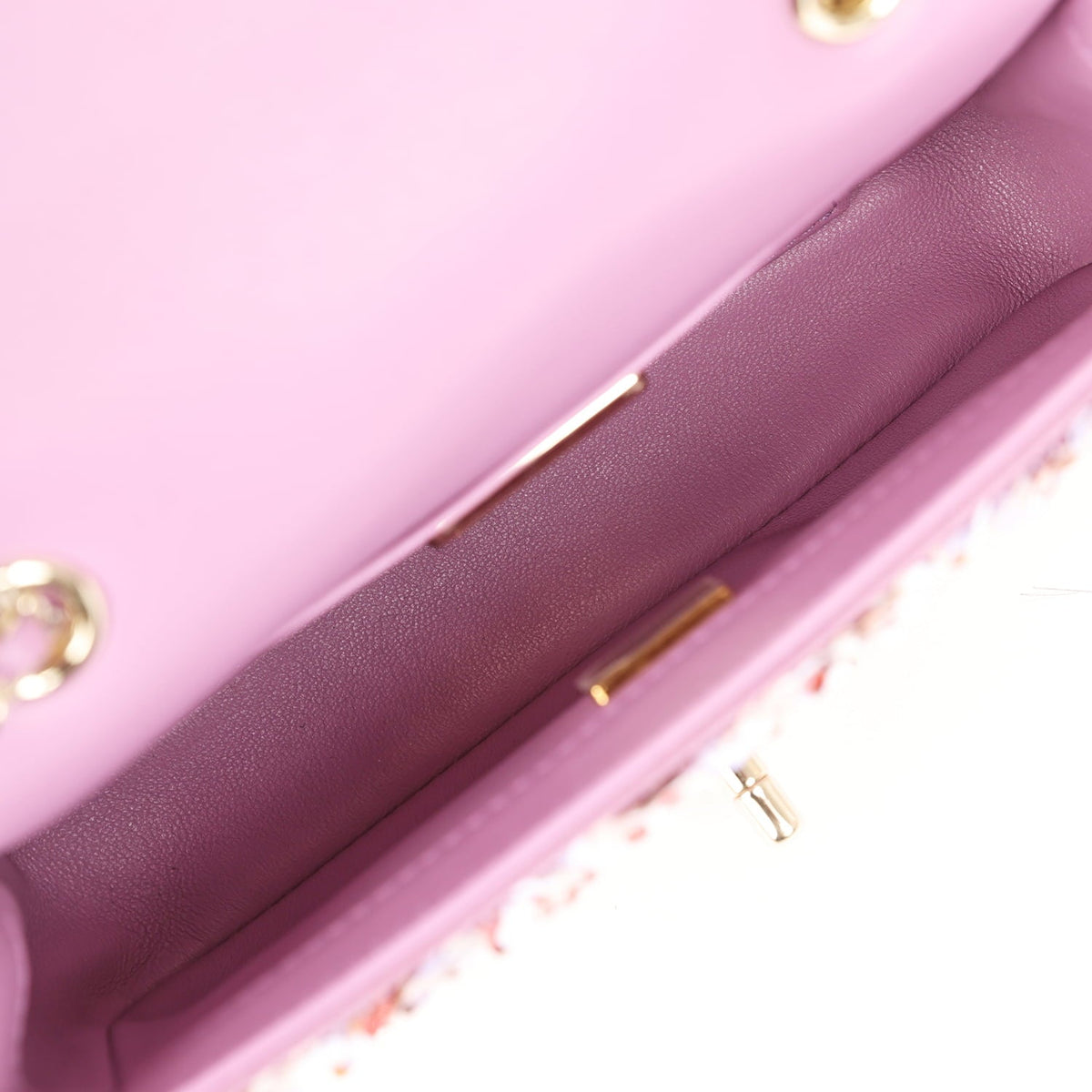 Chanel Mini Rectangular Flap Bag Light Purple, Pink, White, Multi Sequin Light Gold Hardware
