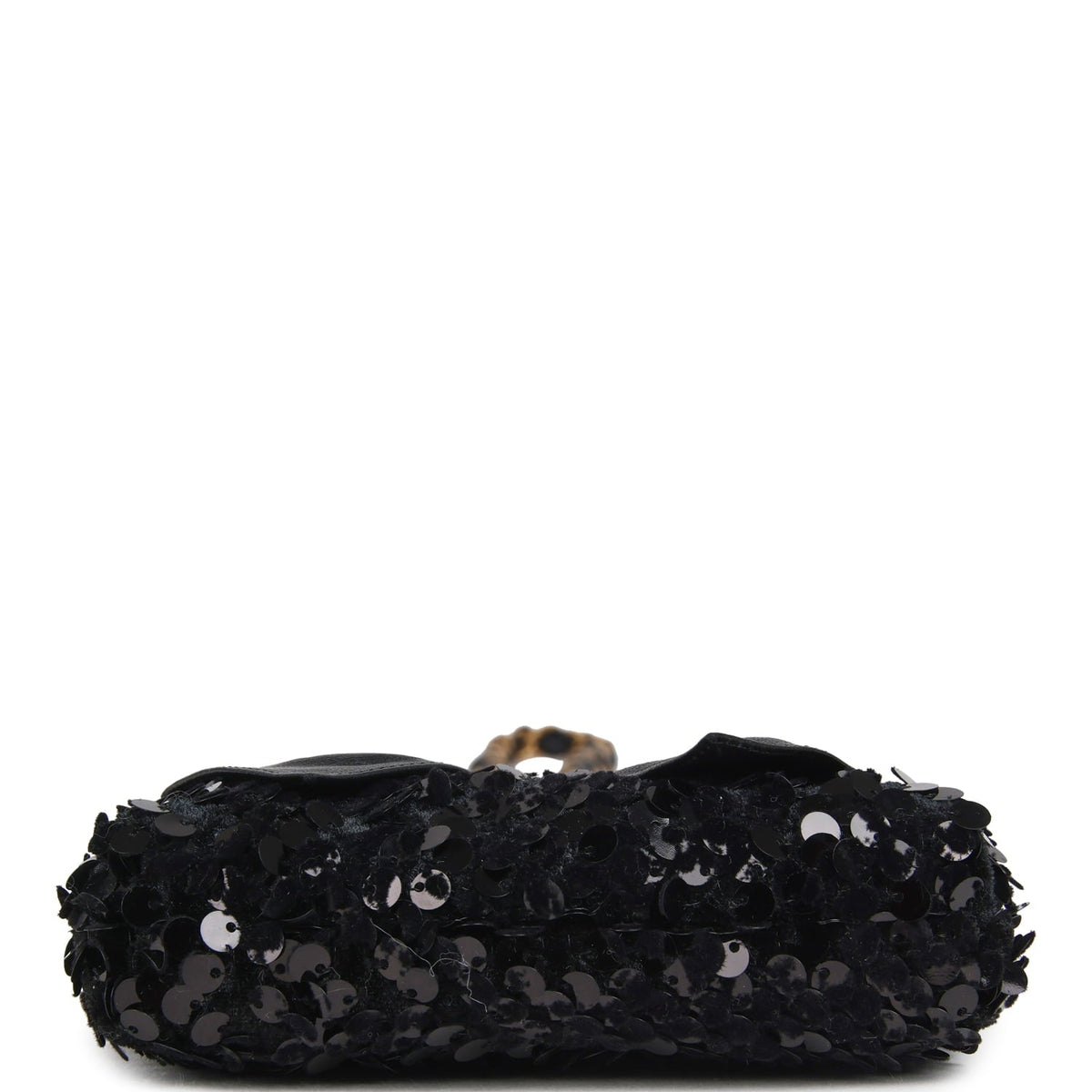 Pre-owned Chanel Mini Clutch with Bow Crossbody Bag Black Shiny Lambskin, Sequin Antique Gold Hardware