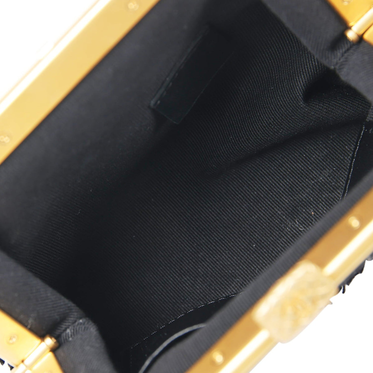 Pre-owned Chanel Mini Clutch with Bow Crossbody Bag Black Shiny Lambskin, Sequin Antique Gold Hardware