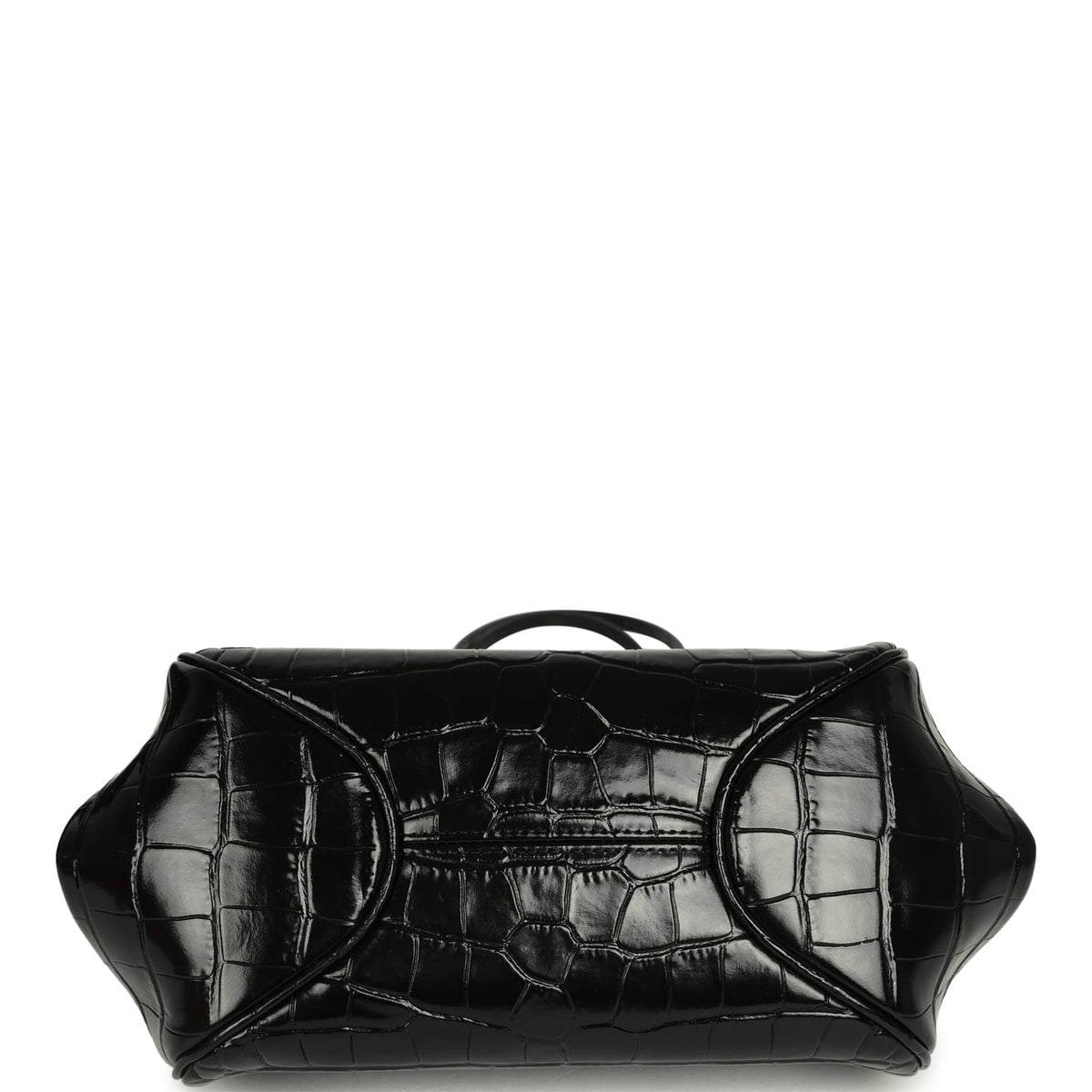 Chanel Clutch Bag with Leather Straps Black Croc Embossed Calfskin Gold Hardware