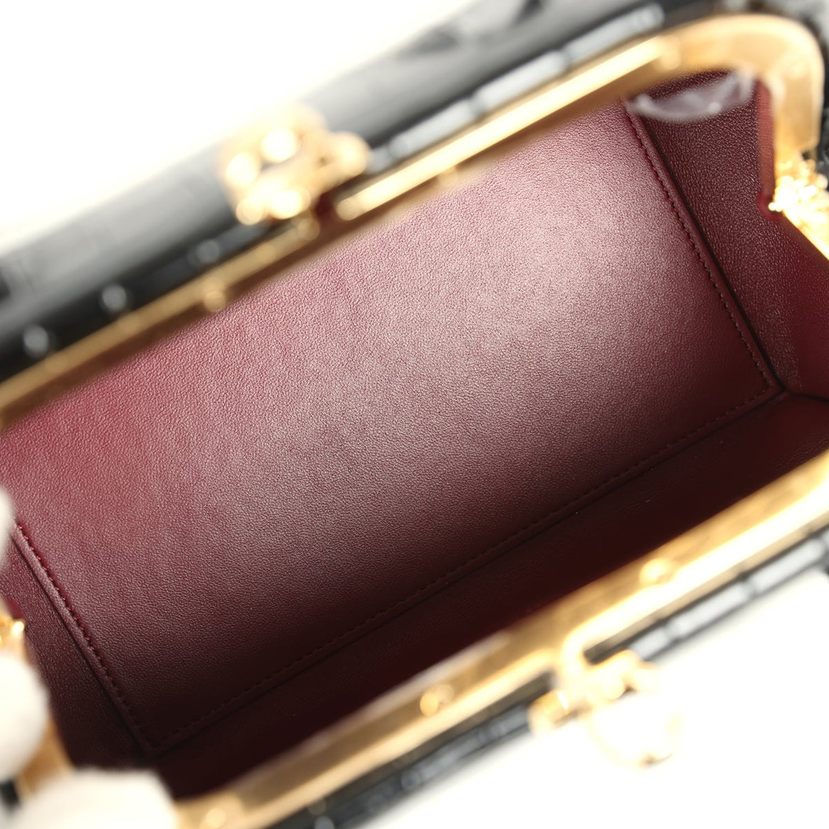 Chanel Clutch Bag with Leather Straps Black Croc Embossed Calfskin Gold Hardware