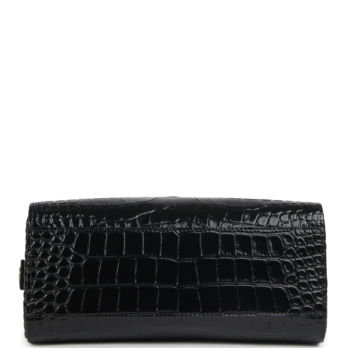 Chanel Barrel Clutch Bag with Chain Black Croc Embossed Calfskin Gold Hardware