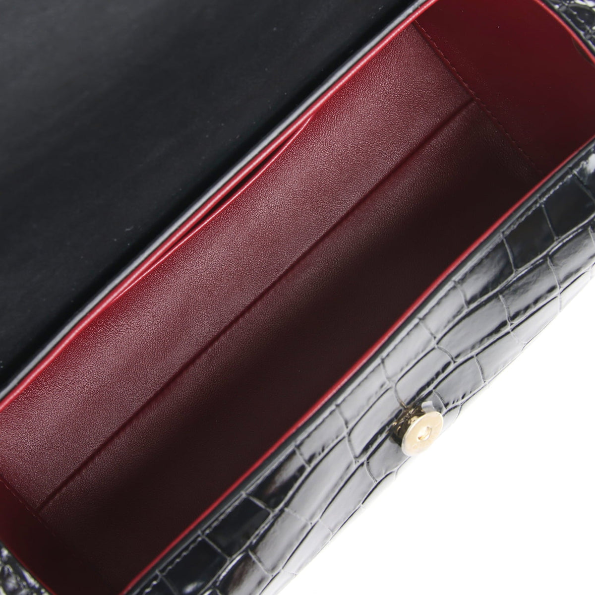 Chanel Barrel Clutch Bag with Chain Black Croc Embossed Calfskin Gold Hardware
