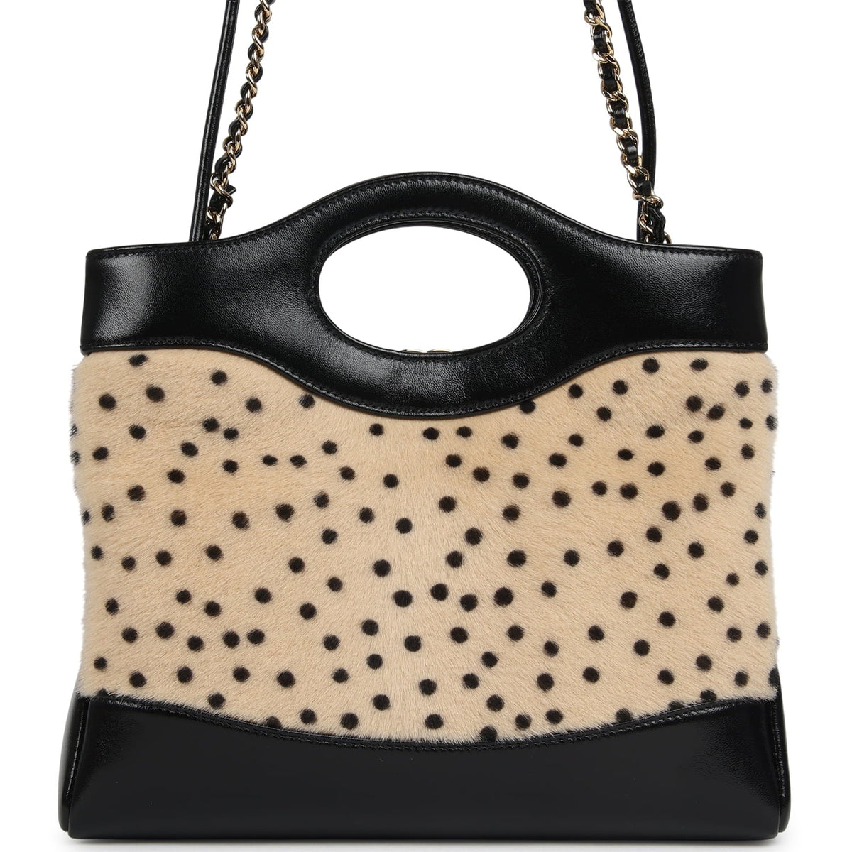 Chanel Mini "Cheetah Print" 31 Shopper Beige Calf Hair, Black Shiny Lambskin Gold Hardware