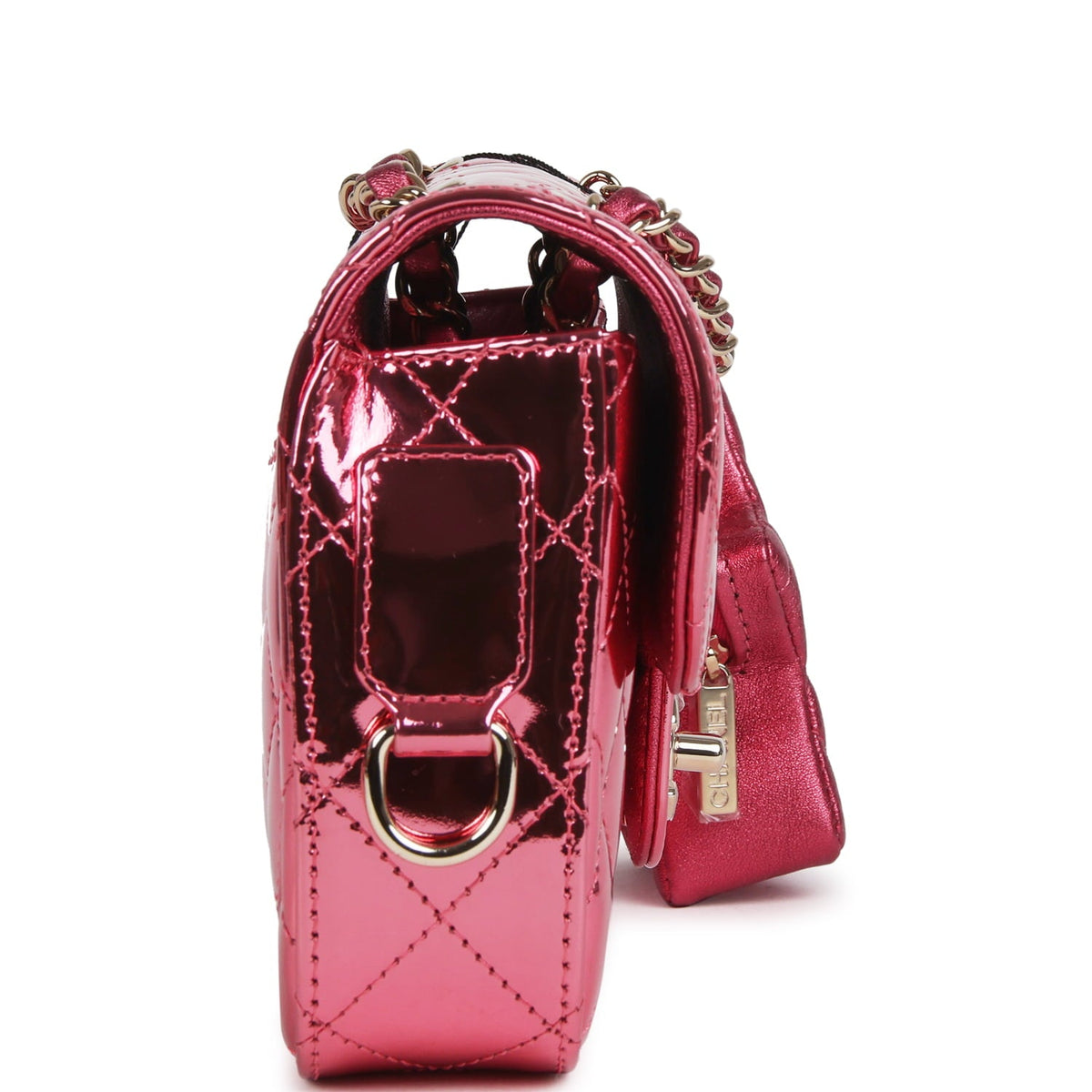 Chanel Mini Flap Bag and Star Coin Purse Pink Mirror Calfskin, Metallic Calfskin Light Gold Hardware