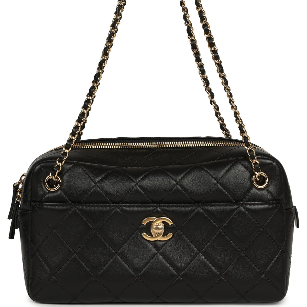 Chanel Small "Camerissimo" Camera Case Black Lambskin Gold Hardware
