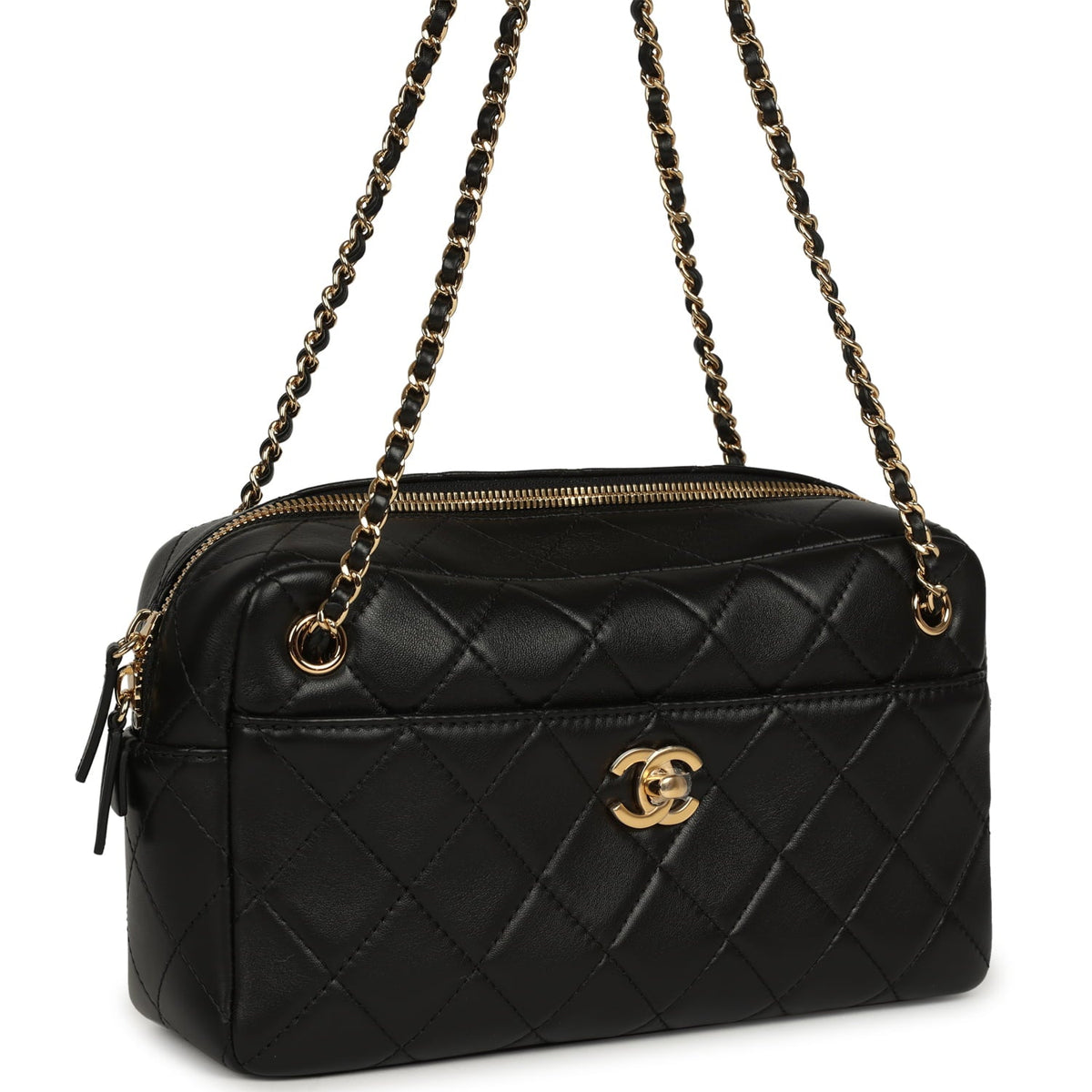 Chanel Small "Camerissimo" Camera Case Black Lambskin Gold Hardware