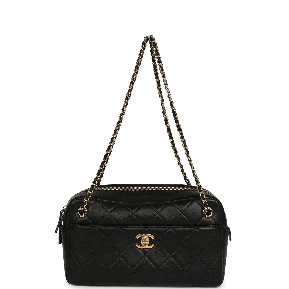 Chanel Small "Camerissimo" Camera Case Black Lambskin Gold Hardware