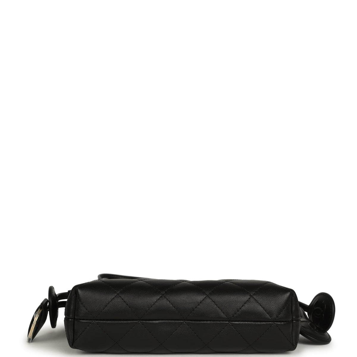 Chanel CC Drawstring Clutch with Leather Strap Black Lambskin Gold Hardware