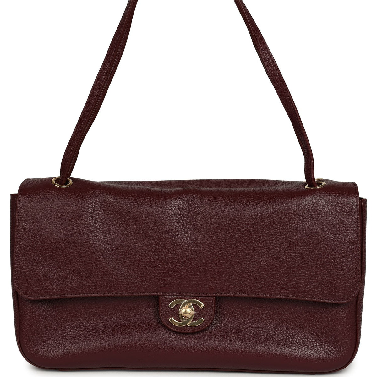 Chanel Maxi "Souplissimo" Small Flap Bag Dark Burgundy Grained Calfskin Gold Hardware