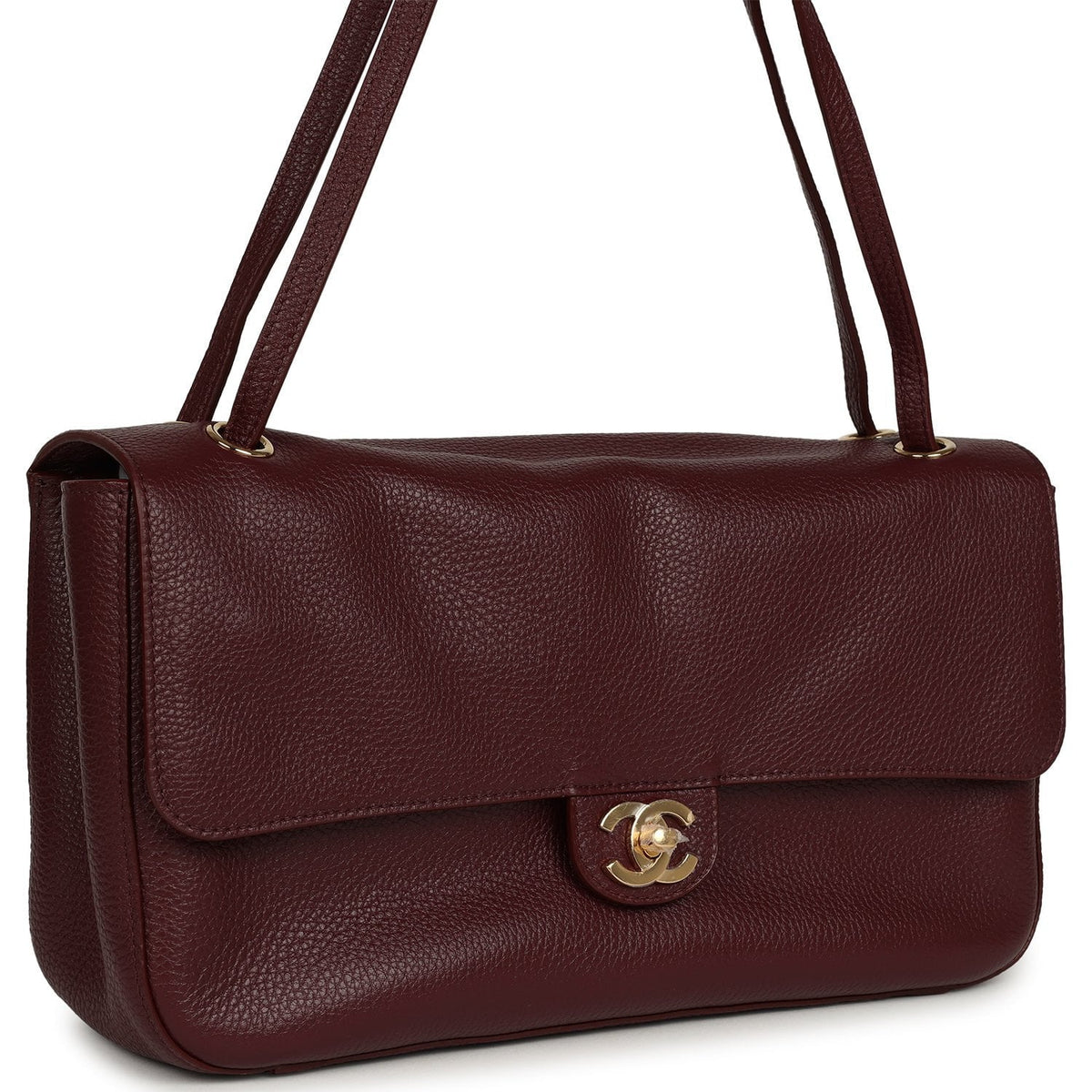 Chanel Maxi "Souplissimo" Small Flap Bag Dark Burgundy Grained Calfskin Gold Hardware