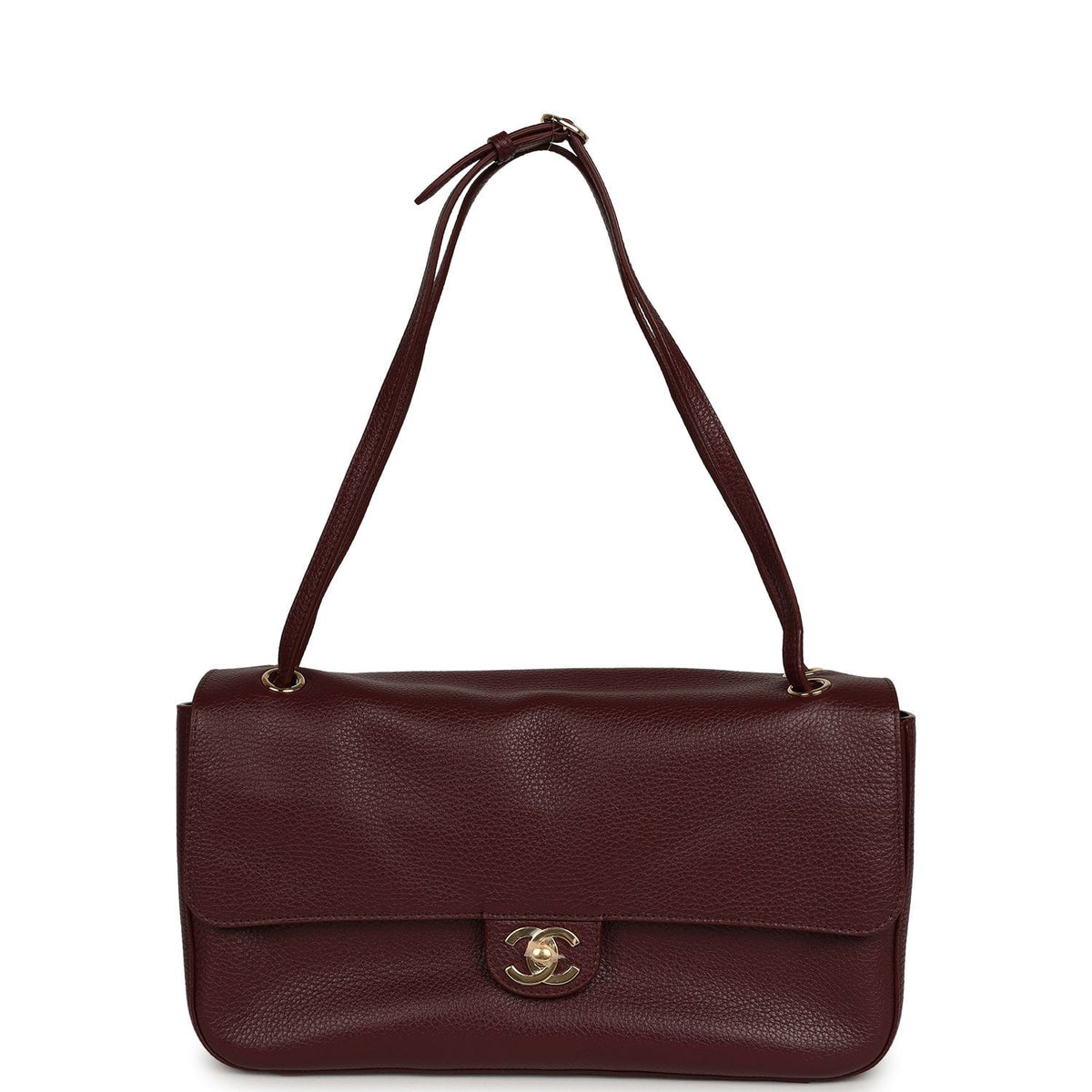 Chanel Maxi "Souplissimo" Small Flap Bag Dark Burgundy Grained Calfskin Gold Hardware