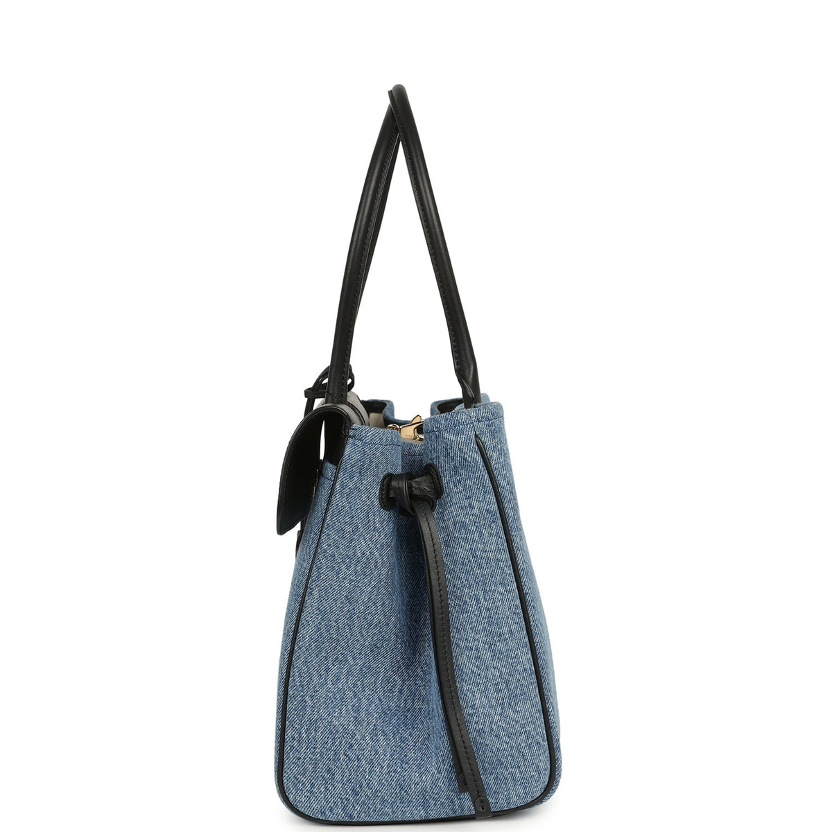 Chanel Large "Urban Essential" East West Shopping Tote Blue Denim, Black Caviar Gold Hardware