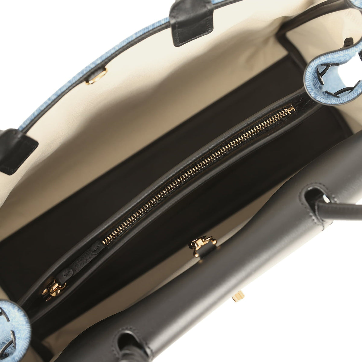 Chanel Large "Urban Essential" East West Shopping Tote Blue Denim, Black Caviar Gold Hardware