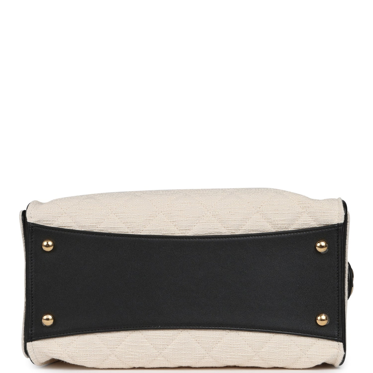 Chanel Small 25 Hobo Bag Ecru Canvas and Black Calfskin Gold Hardware