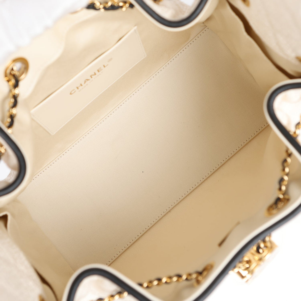 Chanel Small 25 Hobo Bag Ecru Canvas and Black Calfskin Gold Hardware