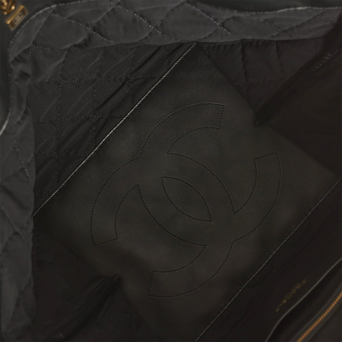 Chanel Large CC Shopping Tote Bag Dark Blue Denim, Black Calfskin Gold Hardware