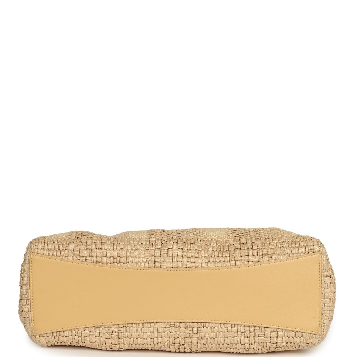 Pre-owned Chanel Small Shopping Bag Beige Braided Raffia Light Gold Hardware