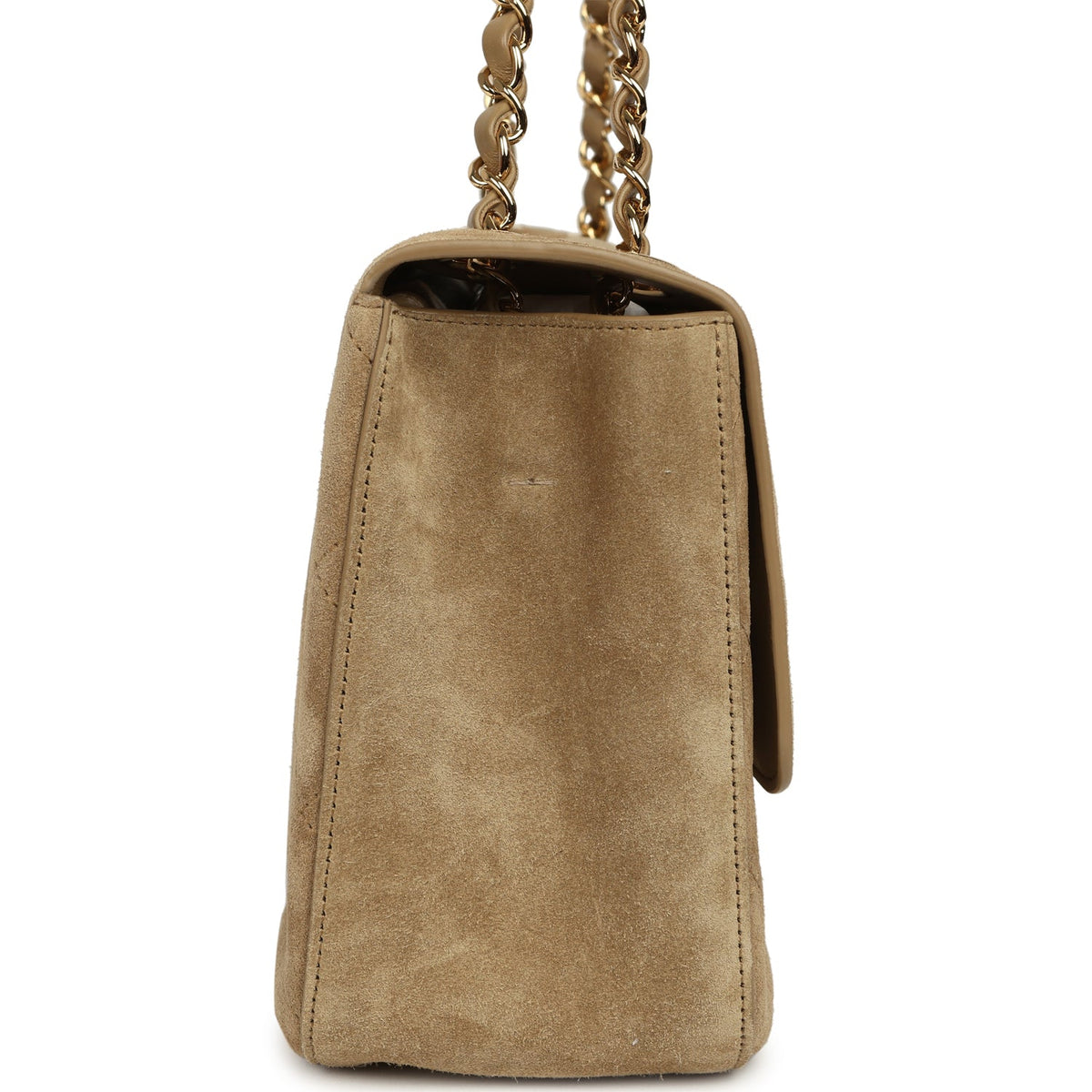 Chanel Maxi "Souplissimo" Small Flap Bag Dark Beige Suede Gold Hardware