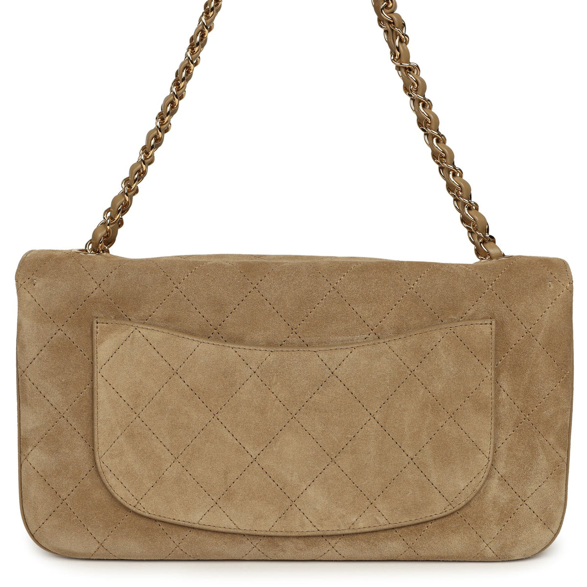 Chanel Maxi "Souplissimo" Small Flap Bag Dark Beige Suede Gold Hardware