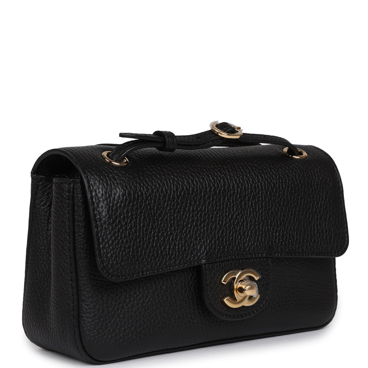 Chanel Mini "Souplissimo" Flap Bag Black Grained Calfskin Gold Hardware