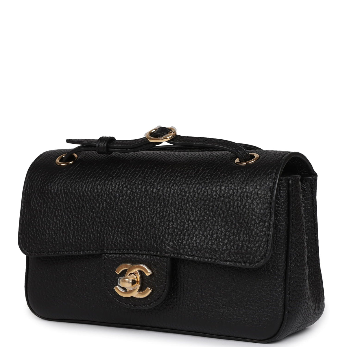 Chanel Mini "Souplissimo" Flap Bag Black Grained Calfskin Gold Hardware
