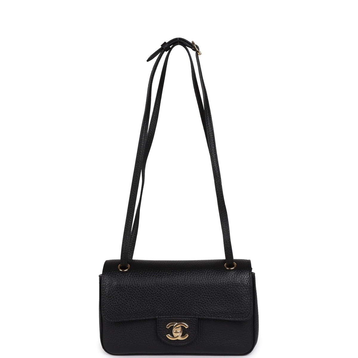 Chanel Mini "Souplissimo" Flap Bag Black Grained Calfskin Gold Hardware