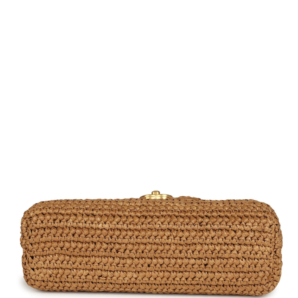 Chanel Small Kelly Shopper Dark Beige Raffia Brushed Gold Hardware