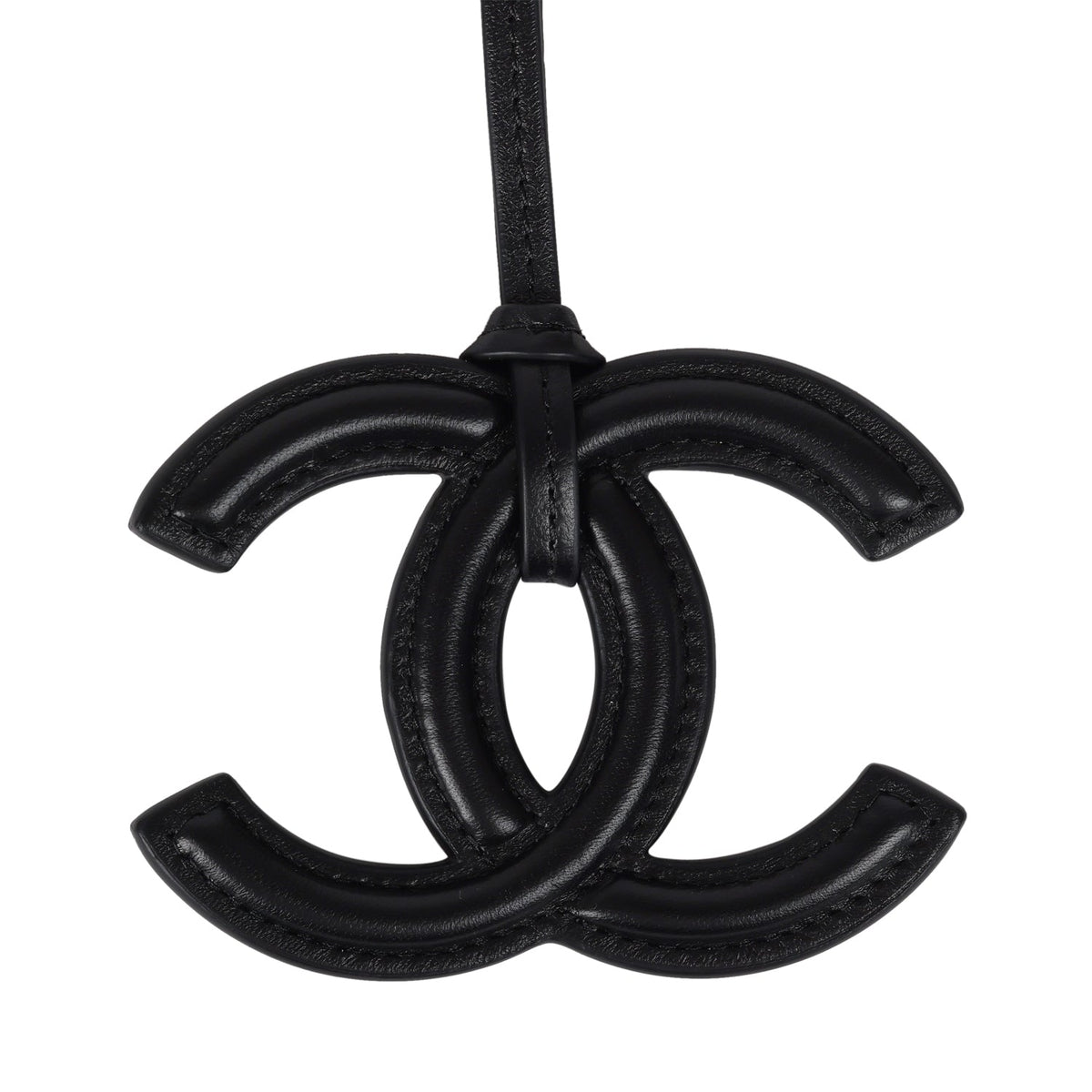 Chanel CC Logo Bag Charm Black Lambskin Gold Hardware