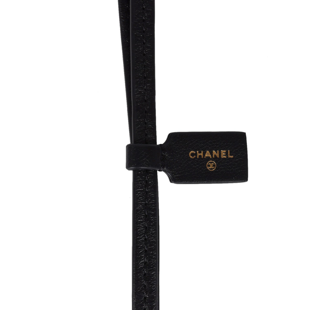 Chanel CC Logo Bag Charm Black Lambskin Gold Hardware