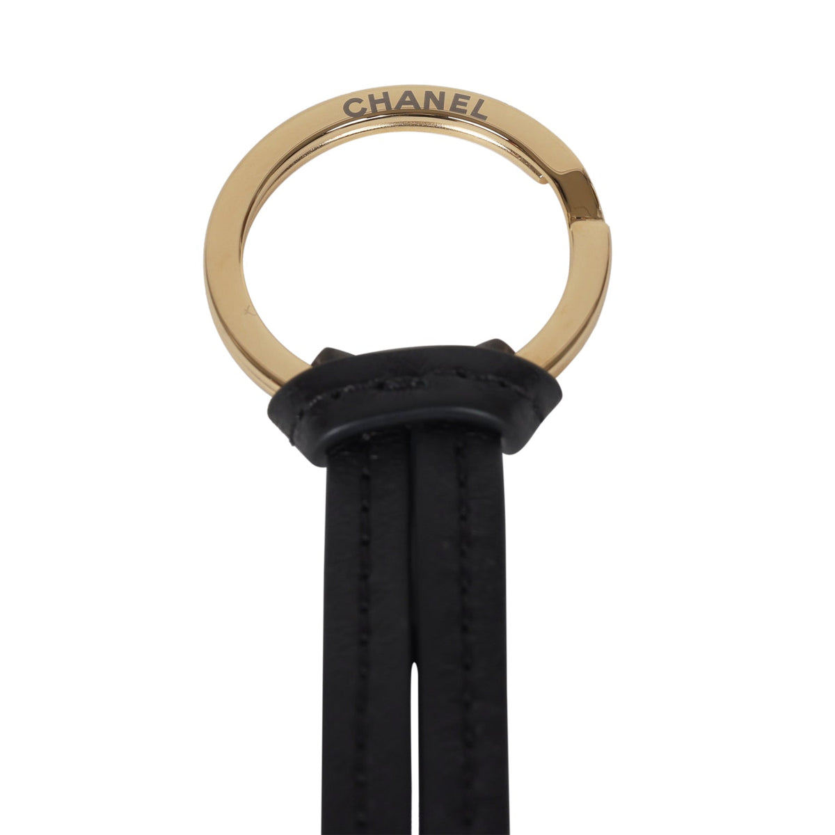 Chanel CC Logo Bag Charm Black Lambskin Gold Hardware