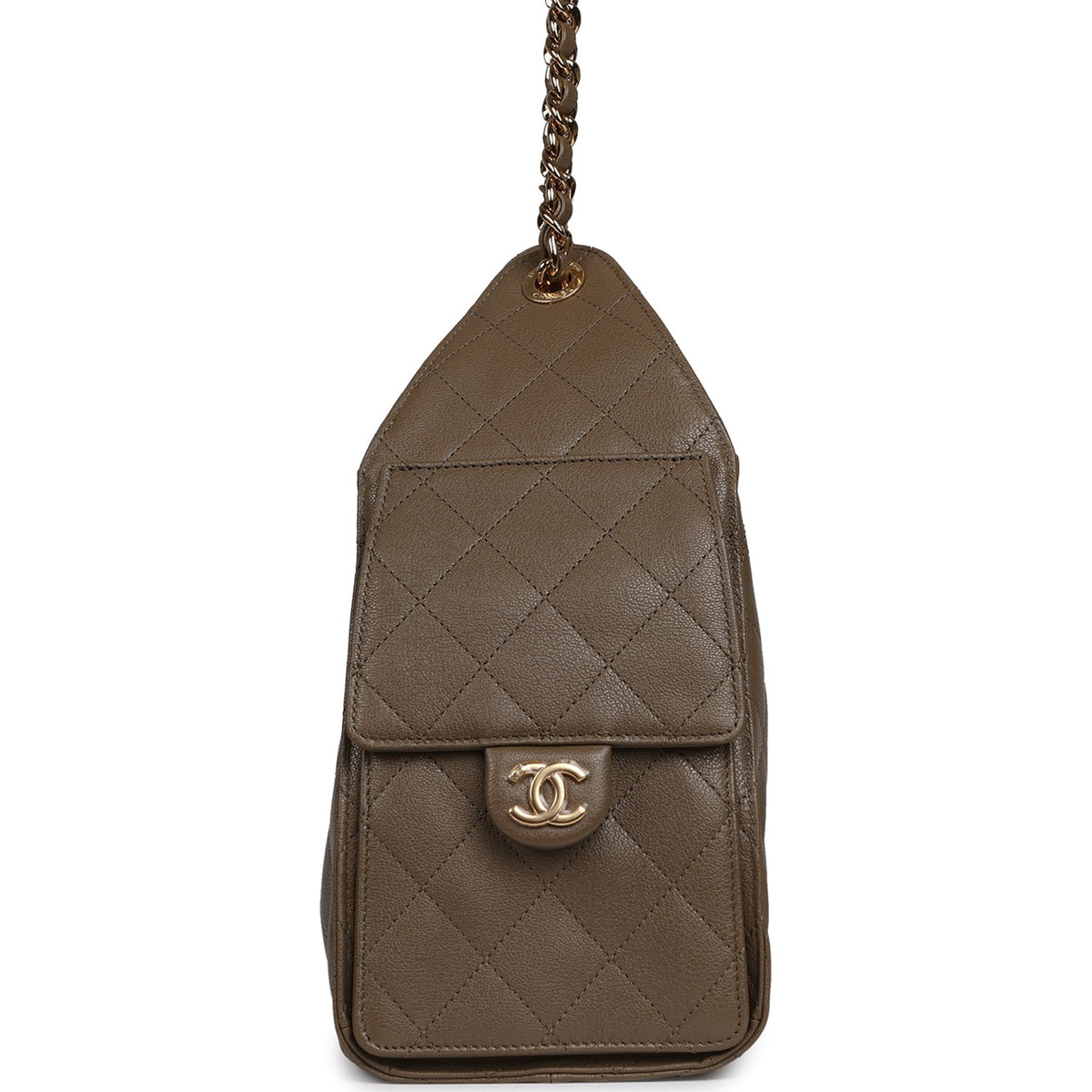 Chanel Small 25 Hobo Bag Dark Khaki Caviar Gold Hardware