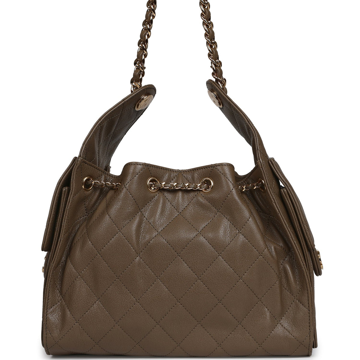 Chanel Small 25 Hobo Bag Dark Khaki Caviar Gold Hardware