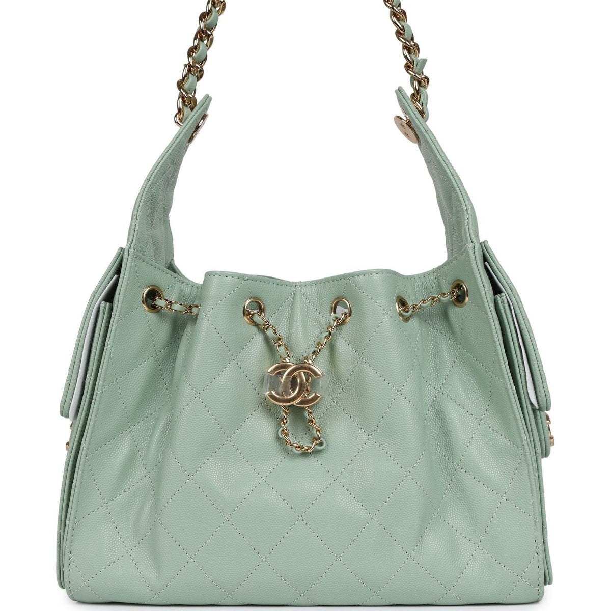 Chanel Small 25 Hobo Bag Light Green Caviar Gold Hardware