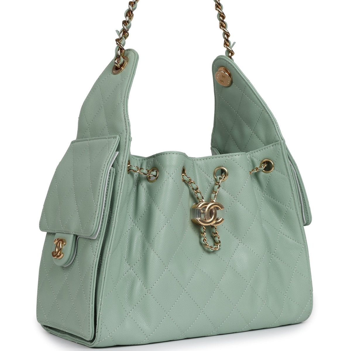 Chanel Small 25 Hobo Bag Light Green Caviar Gold Hardware