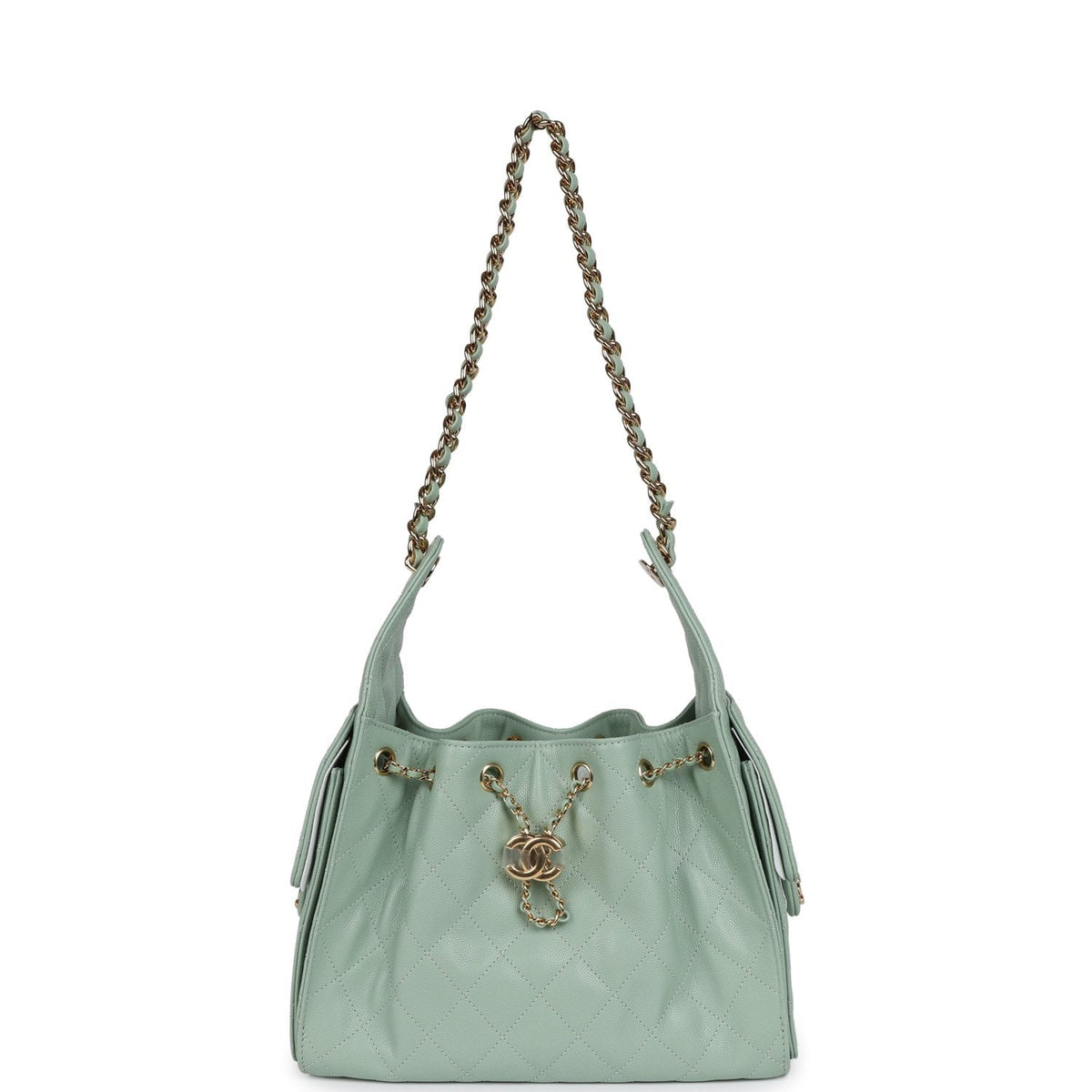 Chanel Small 25 Hobo Bag Light Green Caviar Gold Hardware