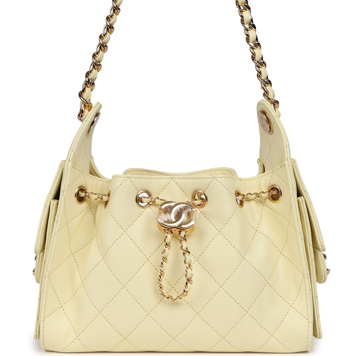 Chanel Mini 25 Hobo Bag Light Yellow Caviar Gold Hardware