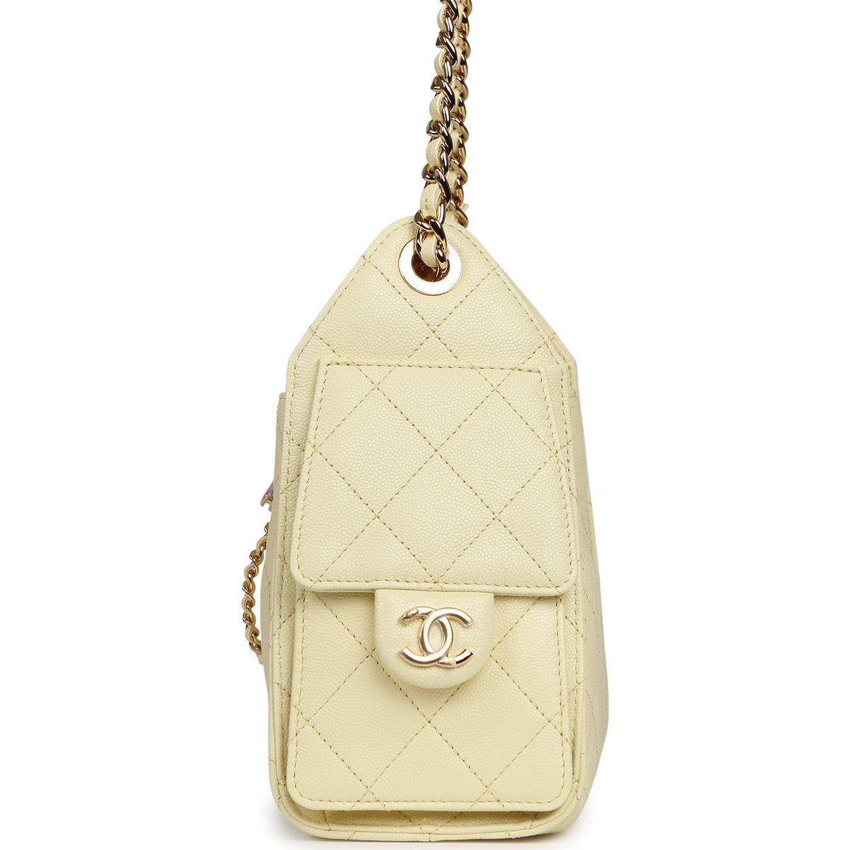 Chanel Mini 25 Hobo Bag Light Yellow Caviar Gold Hardware