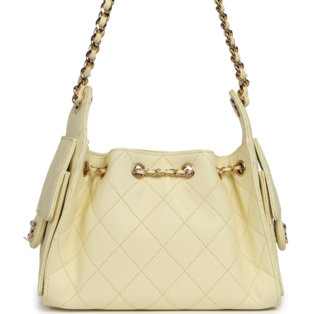 Chanel Mini 25 Hobo Bag Light Yellow Caviar Gold Hardware