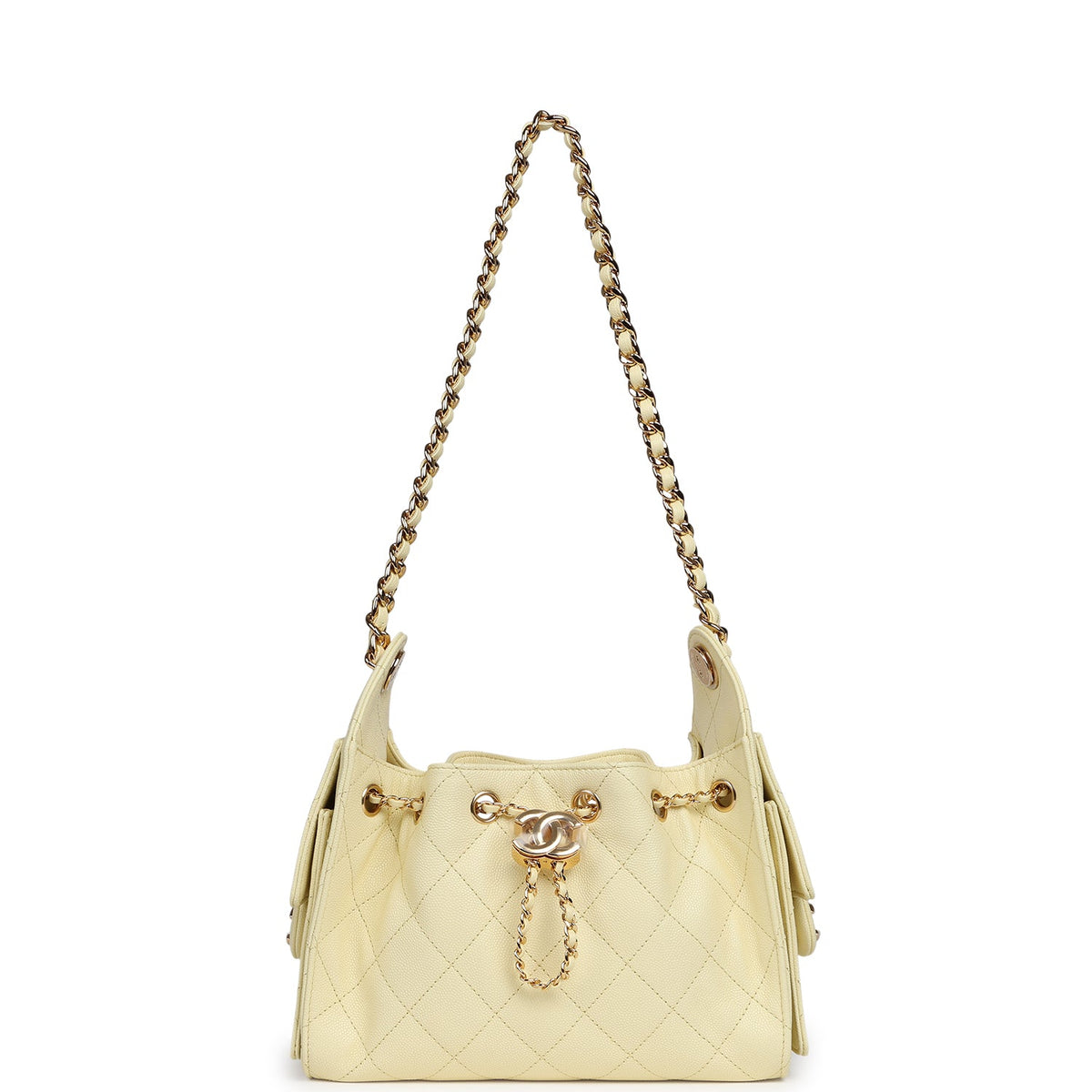 Chanel Mini 25 Hobo Bag Light Yellow Caviar Gold Hardware