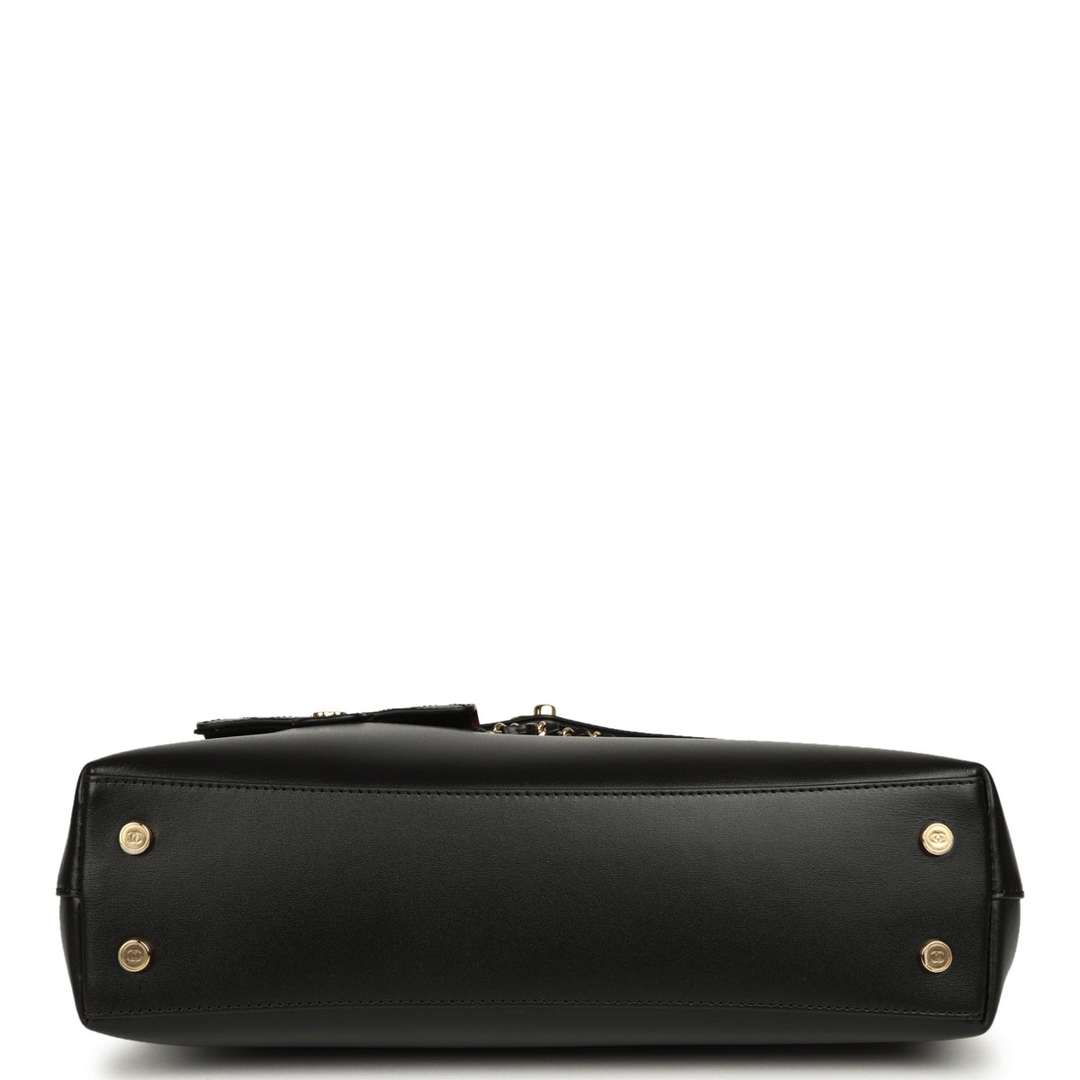 Chanel Top Handle Envelope Flap Bag Black Calfskin Gold Hardware