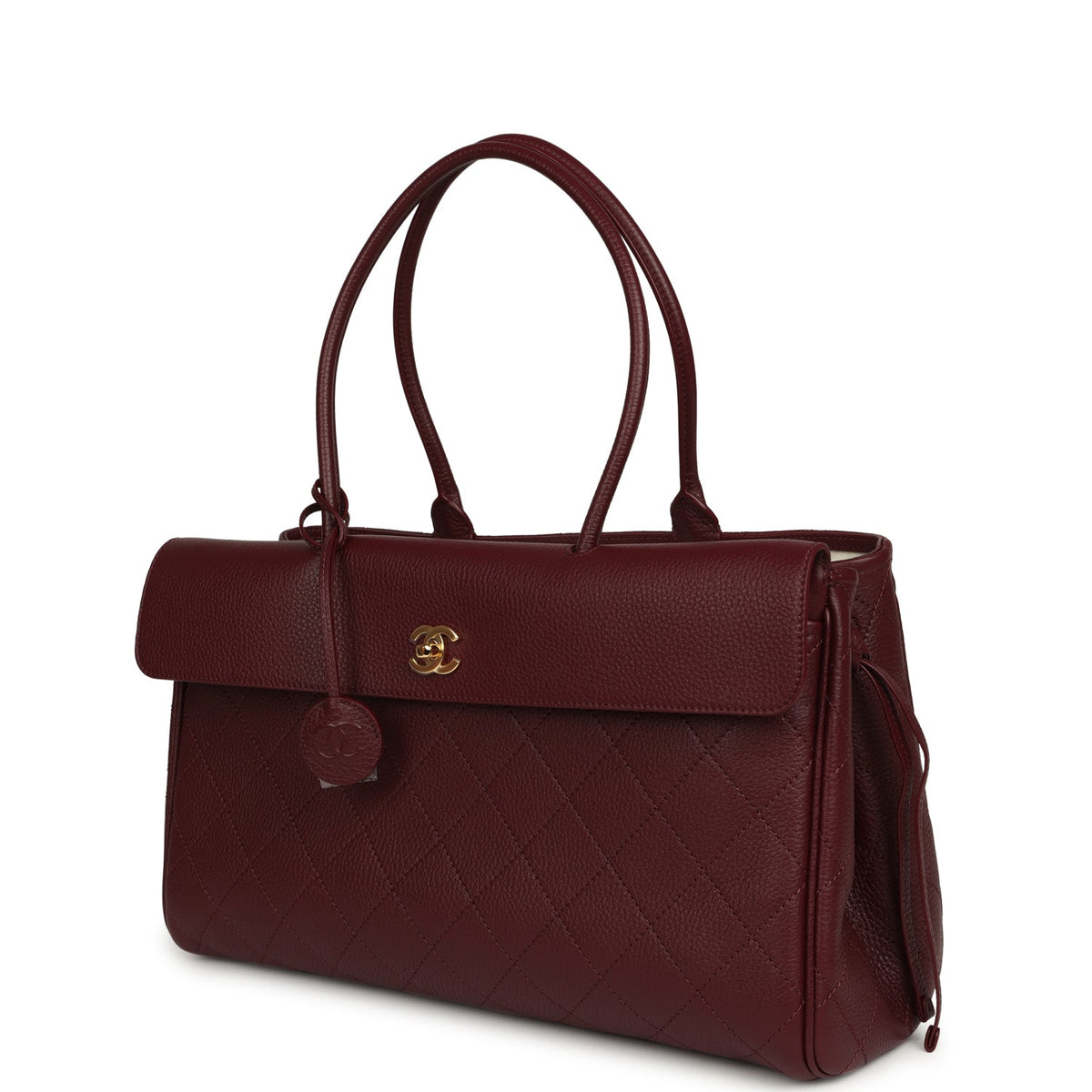 Chanel Large "Urban Essential" East West Shopping Tote Dark Burgundy Caviar Gold Hardware